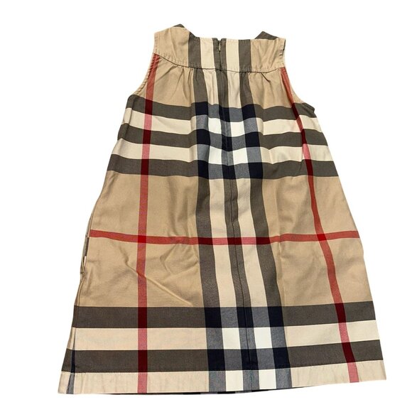 Burberry Kids Beige Plaid Sleeveless Dress 100% Cotton Girls Size 6 - Picture 2 of 4